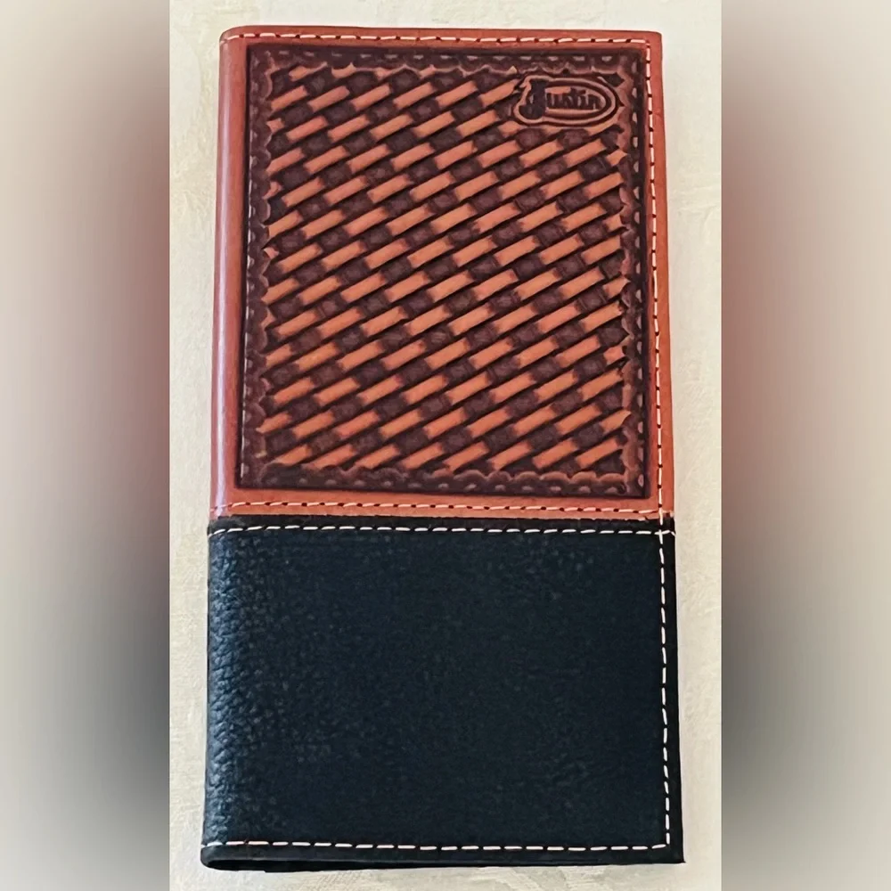 Justin Boots Rodeo Leather Wallet - Basketweave - Style 7 **NEW**